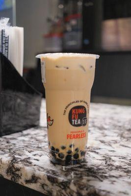 Milk tea with black tea and boba