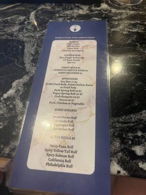 Happy Hour menu