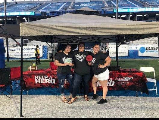 A few of our stylists working hard at MTSU Fan Day!  8-24-19