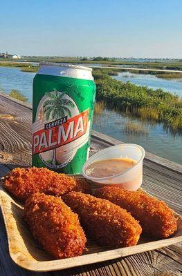 Chicken Croquettes served with Cuban Palma Beer