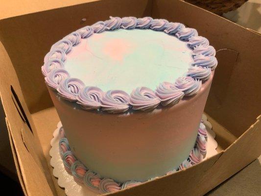 Pink/blue marbled gender reveal cake!