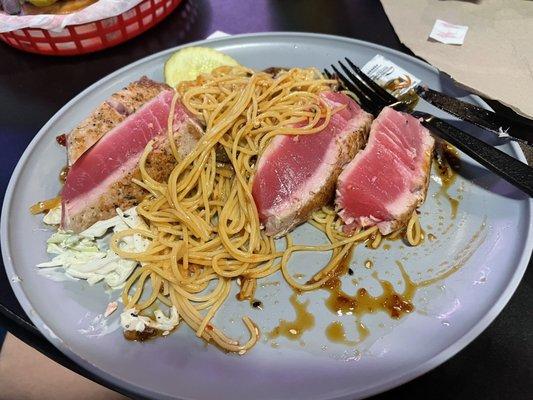 Ahi tuna and Thai noodles