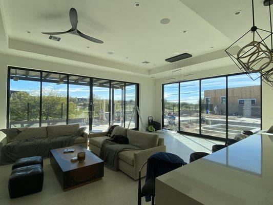 Clear film on large windows in a custom home in North Scottsdale for UV and heat protecton.