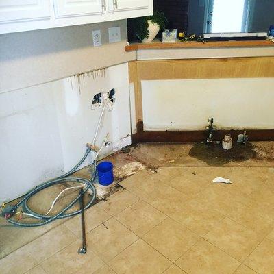 Busted pipe in homeowners house, we gutted the old kitchen.