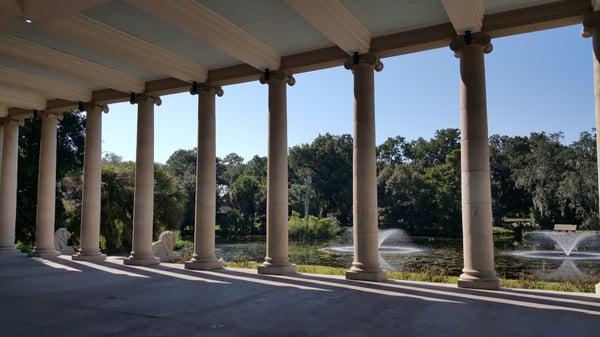 The view from inside the Peristyle overlooking the lagoon in City Park.