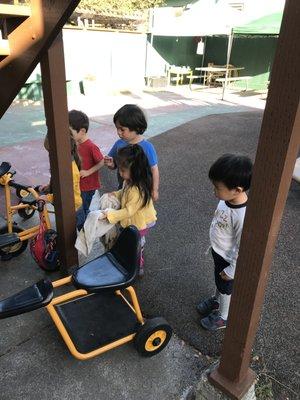 Cleaning the trikes.