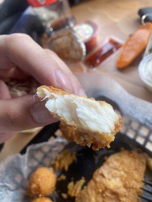 The flounder was moist, crisp and juicy.