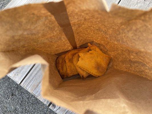 Expensive beef patties served in a bag.