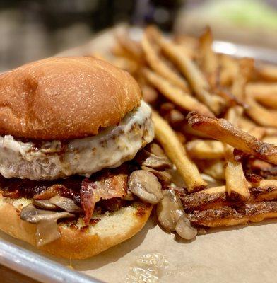 Bacon, mushroom, Swiss cheese Turkey Burger