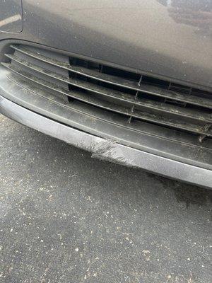 Hit on the front bumper