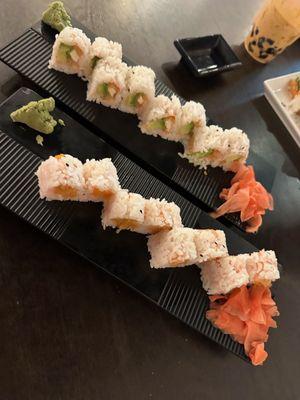 Wife's vegan rolls: sweet, potato, roll and avocado/tofu roll