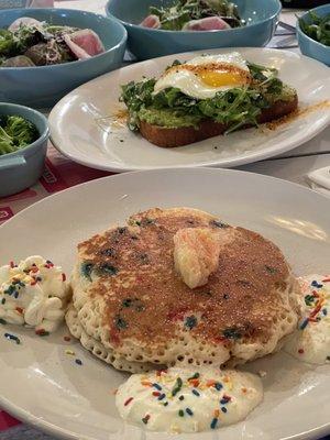 Pacific Paradise Rainbow Pancakes , Make Waves Avocado Toast, West Coast Wedge Salad