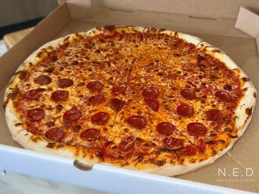 New York-Style Pizza, Half Pepperoni, Half No Toppings