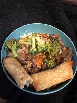 Beef and broccoli and "fried rice"