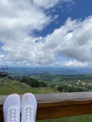 Feet on the railing-Okay!