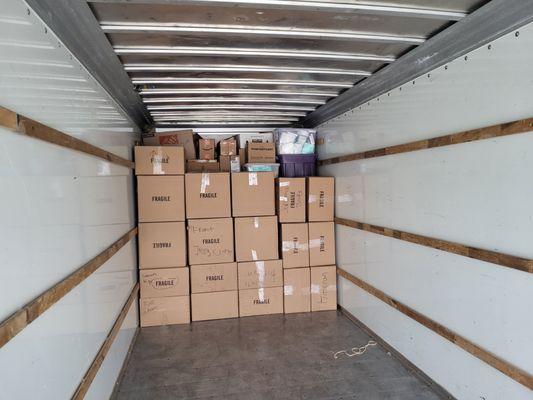 boxes packed in a truck