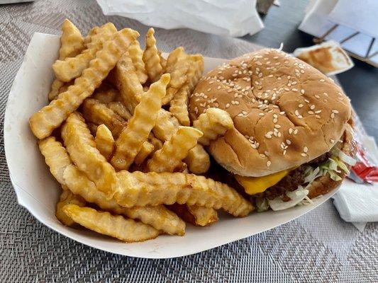 Cheeseburger and fries