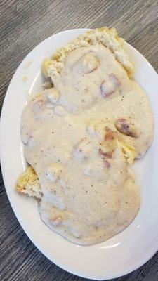 Biscuits and gravy are delicious!