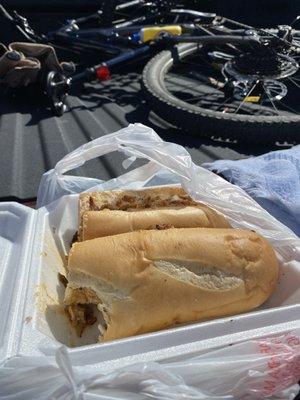 Chicken Philly after a bike ride