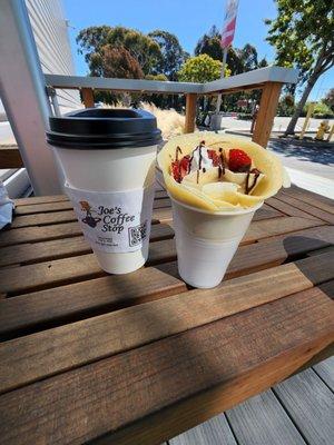 Medium Latte & Strawberry Nutella Crepe