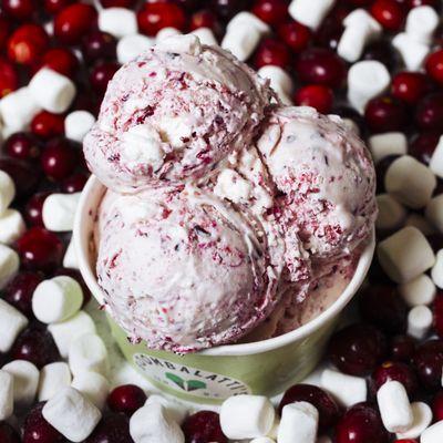 CRANBERRY FLUFF: A cranberry ice cream layered with fluff (cranberry, pineapple, whipped topping and marshmallows.) Available in January!