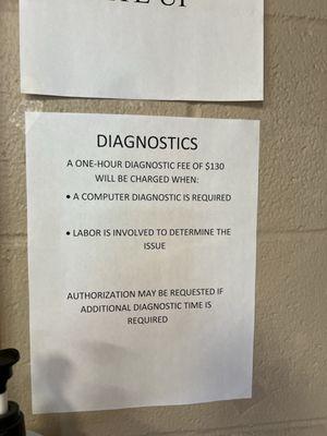 Diagnostic cost notice