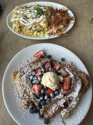 French Toast and chicken enchiladas