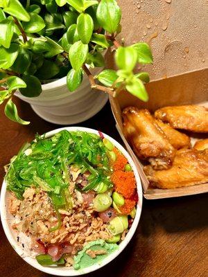 Small Poke Bowl (Small) and Wings