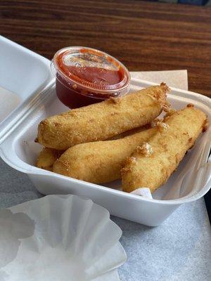 Fresh made cheese sticks! Yum!