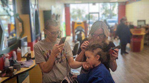 Another pic of me taking a pic during his haircut with Shannon