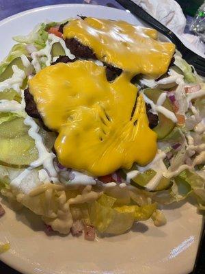 Cheeseburger Salad - pretty good. Tasted just like a bunless burger.