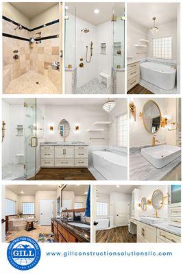 Check out this modern white bathroom with gold accents!