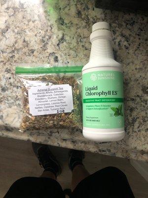 Custom blend Adrenal Support Tea & Liquid Chlorophyll detox