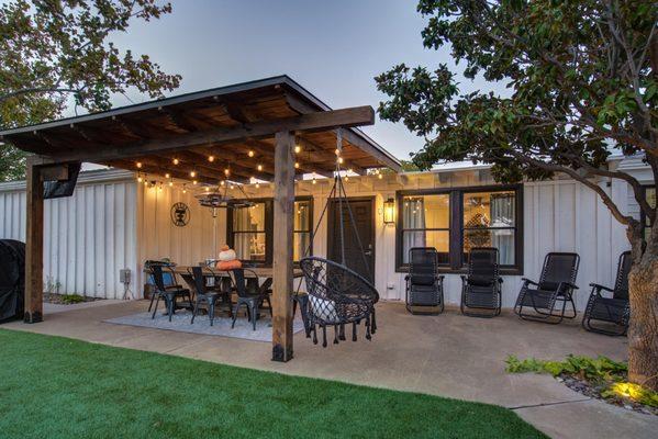 Pergola installation and patio installation to create this stunning outdoor living space in Lubbock. TX!