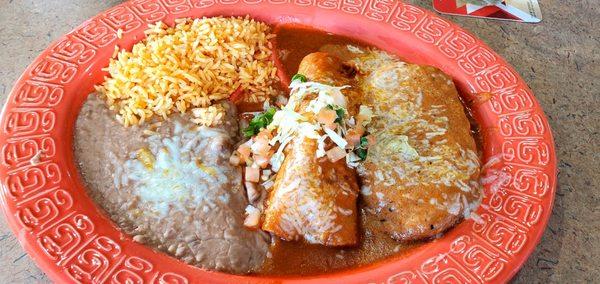 Chicken Enchilada and Chile Relleno Combination Plate