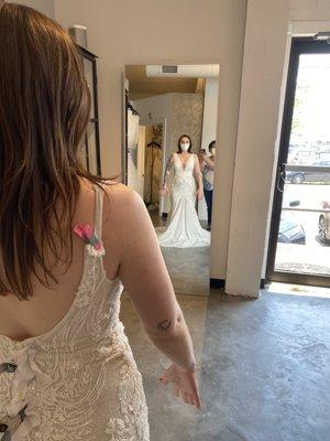 The moment before saying yes to the dress!