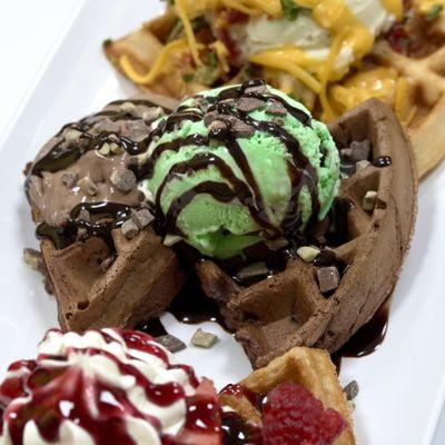 Try our Waffle Flight option! Pick 3 waffles from our Sunrise, Sweet & Savory selections!