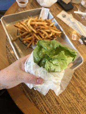 Beautiful lettuce wrapped burger