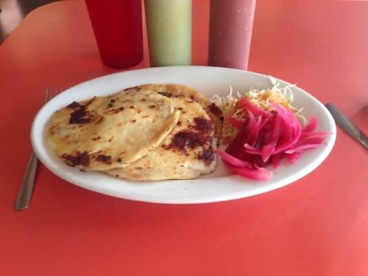 Pupuas ... corn meal pancake stuffed with white cheese