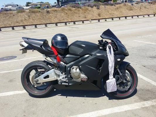 My bike, my book, and the beach. Life is good thanks to these guys