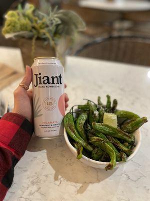 Shishitos and Jiant Hard Kombucha