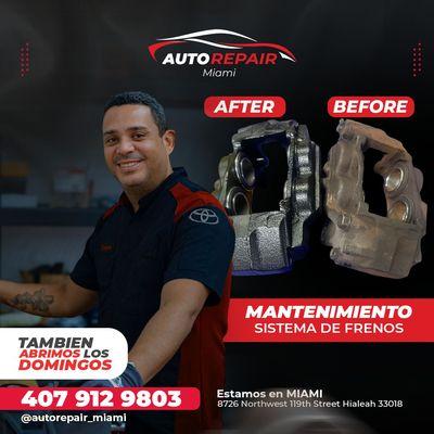 En Auto Repair Miami, nos especializamos en el mantenimiento de Frenos para que tu vehículo funcione como nuevo.