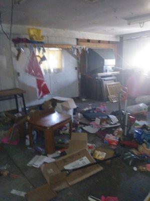 Trashed garage