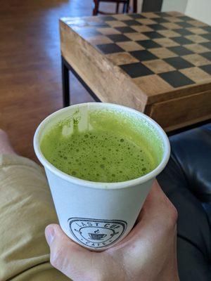 Matcha with oat milk.