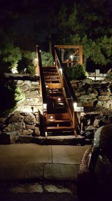 Property entrance-university park: redwood deck, low volt lighting sytem.