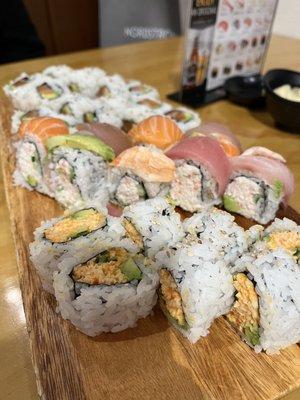 Spicy California, Rainbow Roll, Salmon Avocado