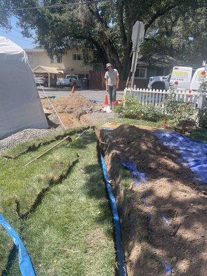 Water service line to a house built in the 1920's. Small Jobs Plumbing passes inspection. Sonoma California