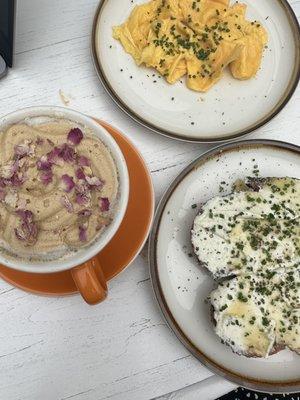 The whipped feta toast and Israeli latte. Also, the eggs were buttery soft and delicious.