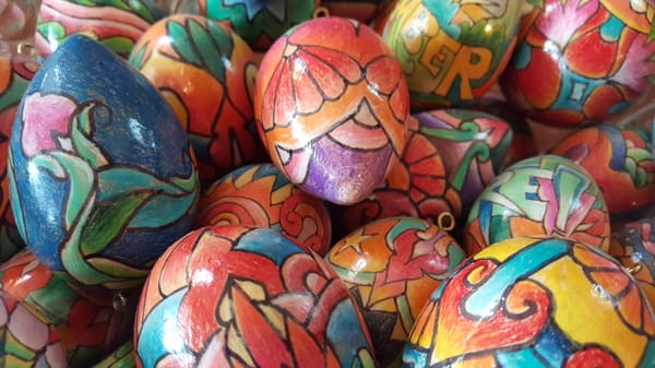 Hand painted wooden eggs