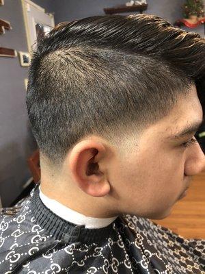 Comb over tapered fade